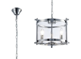 D0087  Nolan 36cm Glass Pendant 3 Light Polished Chrome